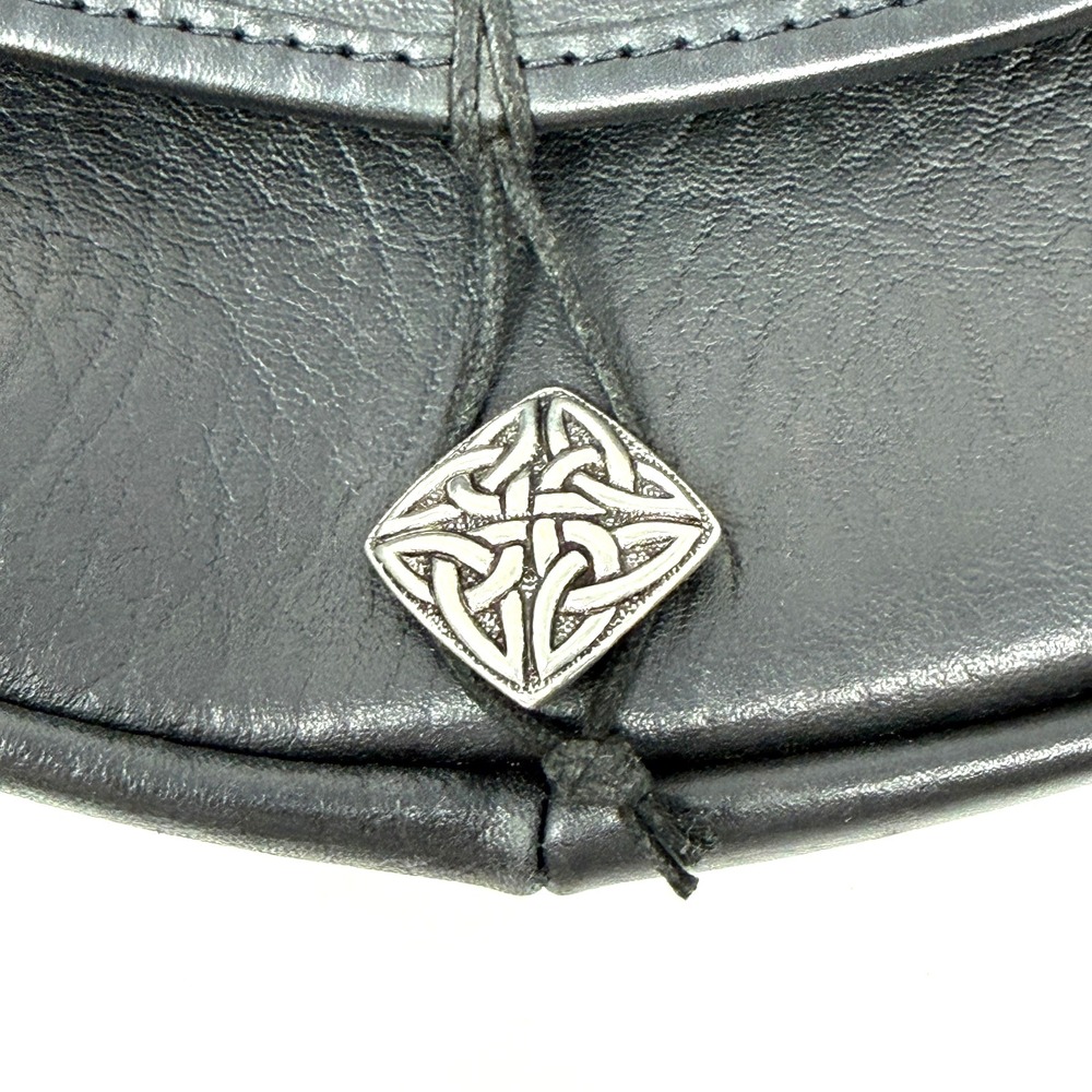 Black Leather Belt Pouch Celtic Knot Sporran Bag Silver Accent - Picture 3 of 12